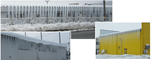 折板屋根と積雪