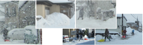 玄関前の積雪と除雪