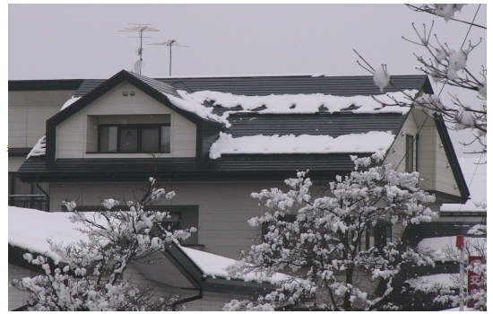 横葺き屋根の電気融雪
